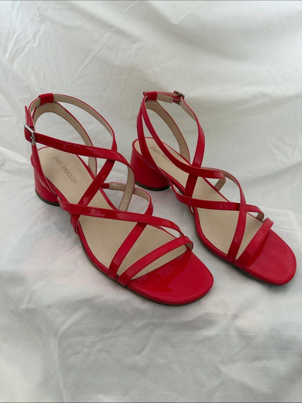 Enzo Angiolini Red Patent Leather Strappy Sandals | Size 9